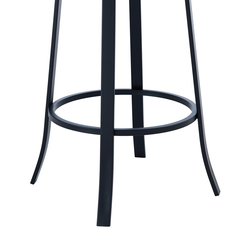 Contemporary 30" Bar Height Barstool in Matte Black Finish and Grey Faux Leather. Picture 6