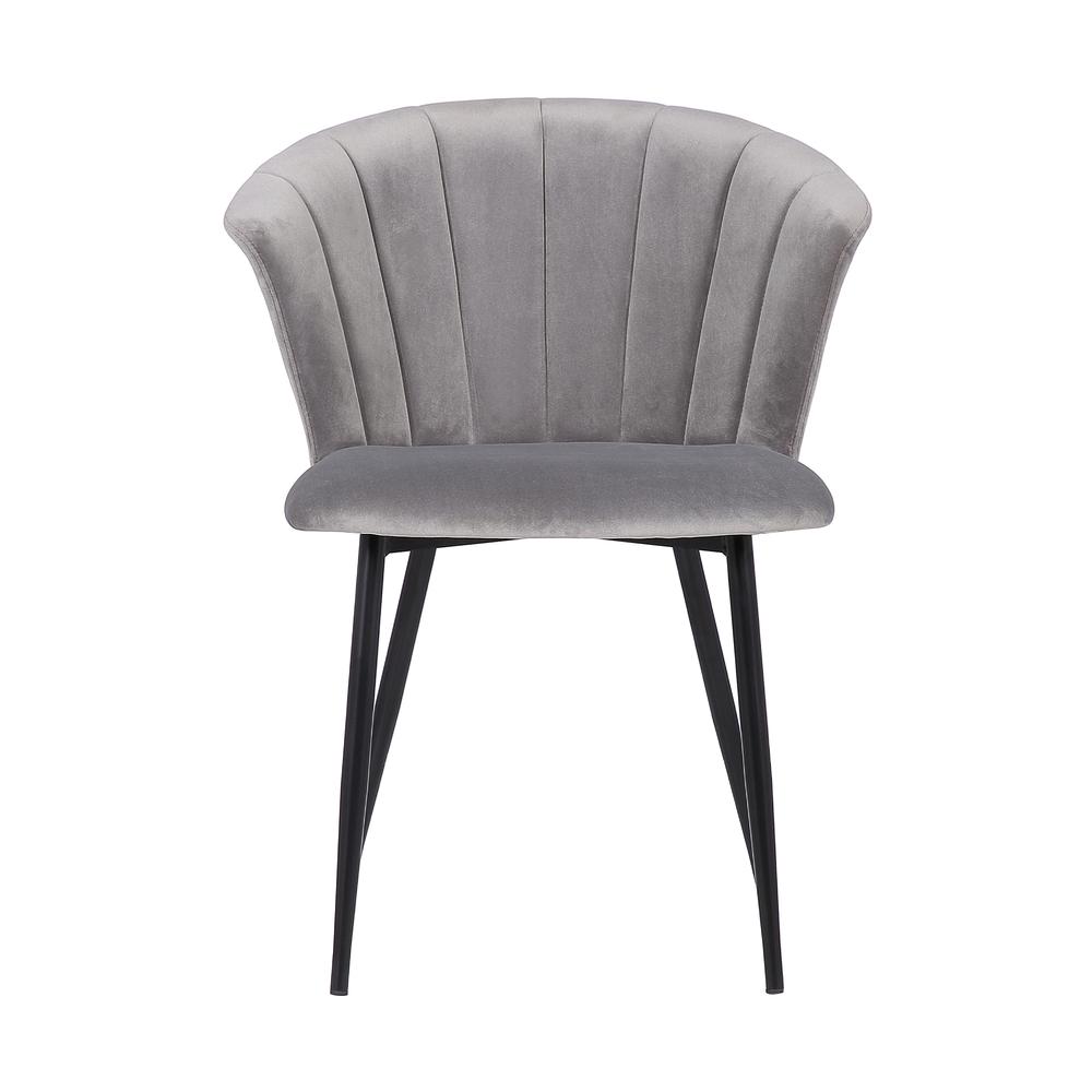 Contemporary Dining Chair in Black Powder Coated Finish and Grey Velvet. Picture 2