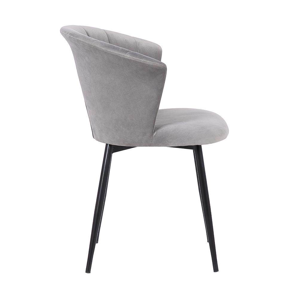 Contemporary Dining Chair in Black Powder Coated Finish and Grey Velvet. Picture 3