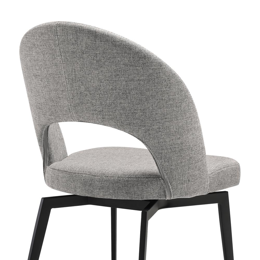 Swivel Upholstered Dining Chair in Gray Fabric with Black Metal Legs - Set of 2. Picture 6