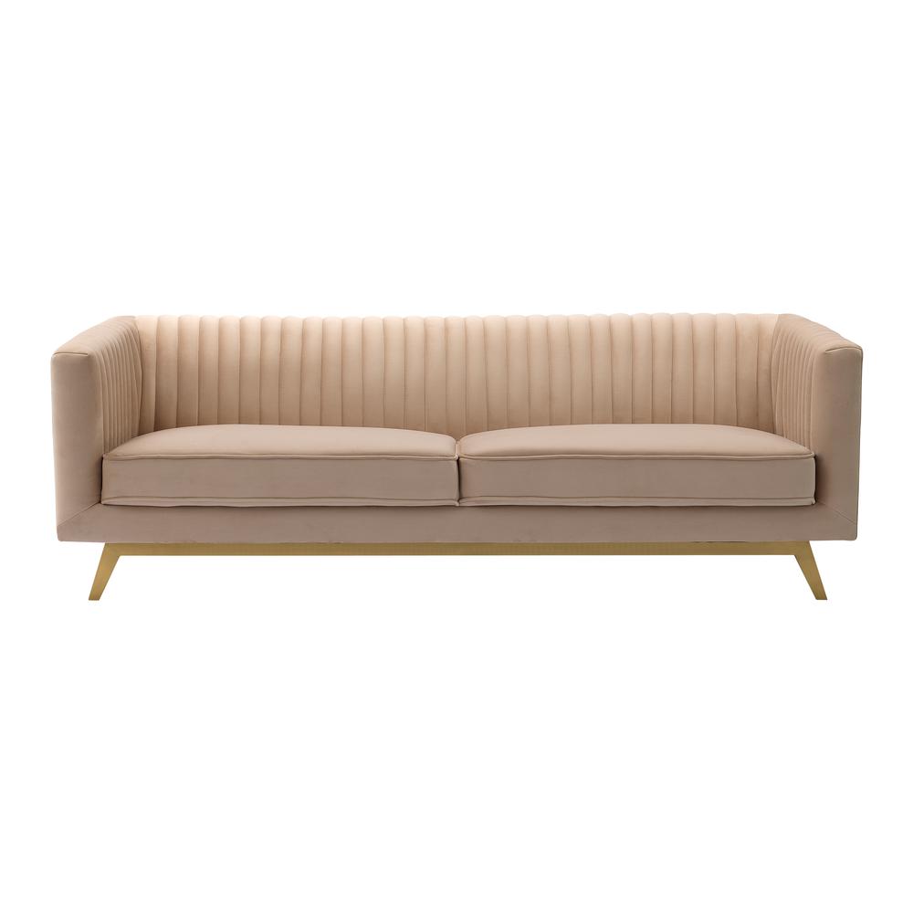 Liv Modern Beige Velvet Sofa. Picture 1