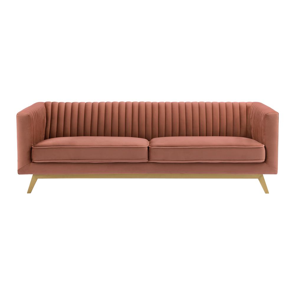 Liv Modern Blush Velvet Sofa. Picture 1