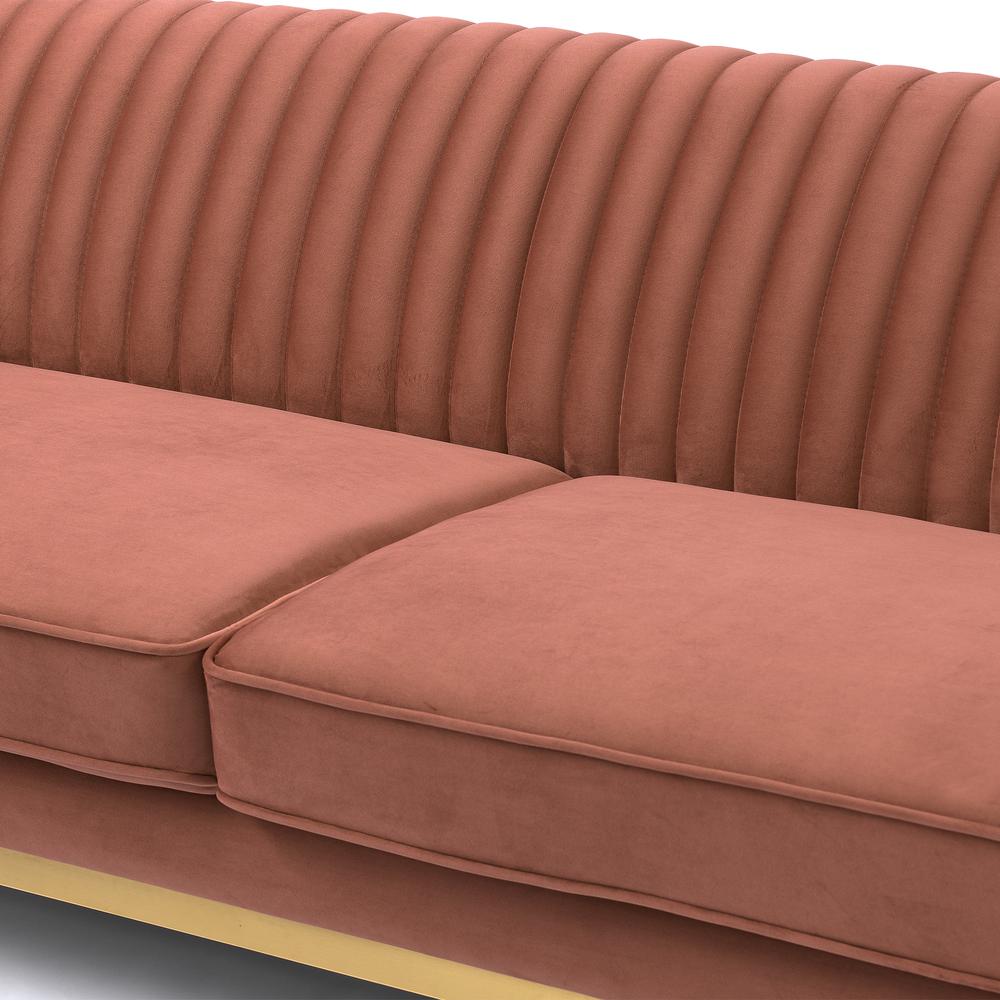 Liv Modern Blush Velvet Sofa. Picture 4