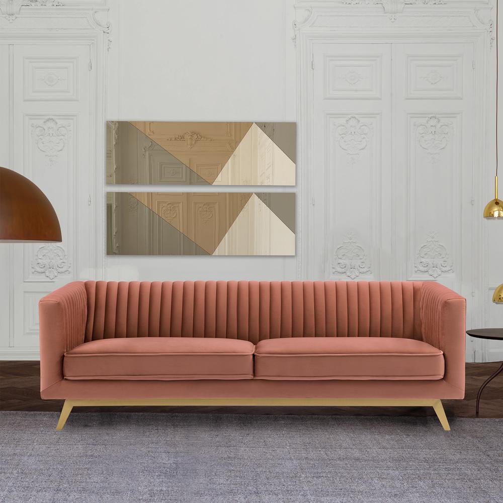 Liv Modern Blush Velvet Sofa. Picture 5
