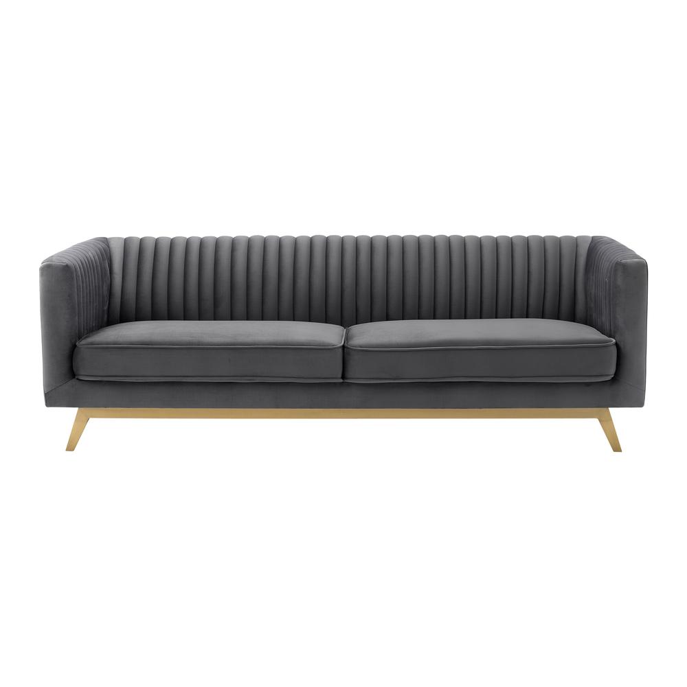 Liv Modern Dark Grey Velvet Sofa. Picture 1