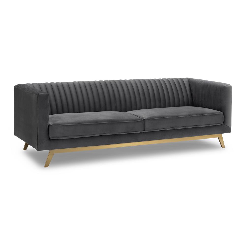 Liv Modern Dark Grey Velvet Sofa. Picture 2