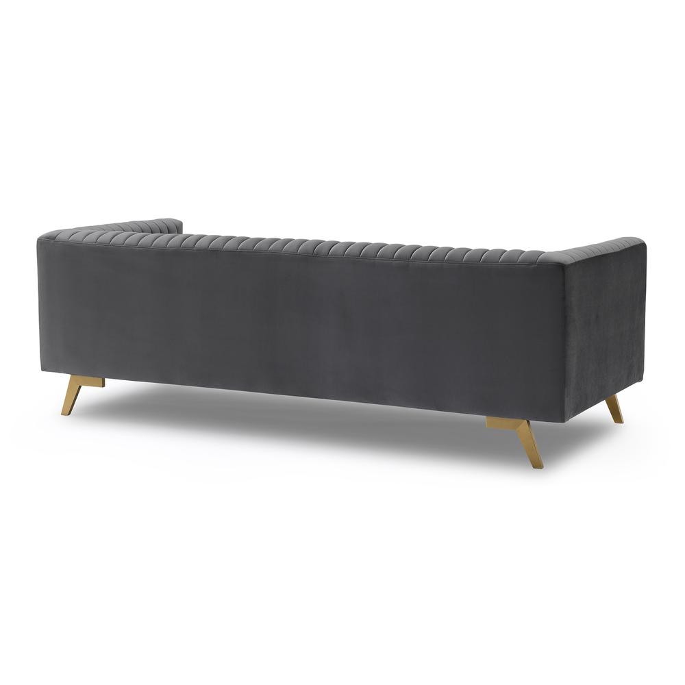 Liv Modern Dark Grey Velvet Sofa. Picture 3