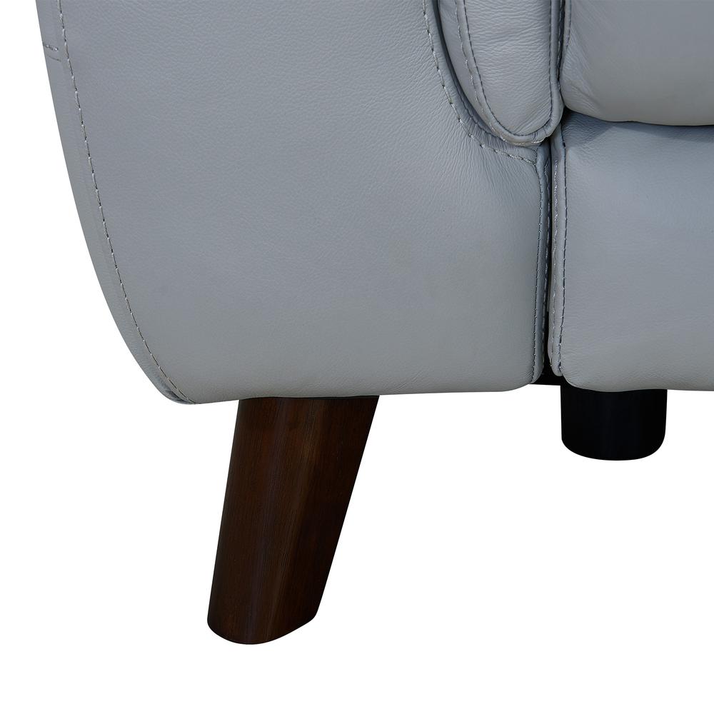 Contemporary Chair in Dark Brown Wood Finish and Dove Grey Genuine Leather. Picture 6