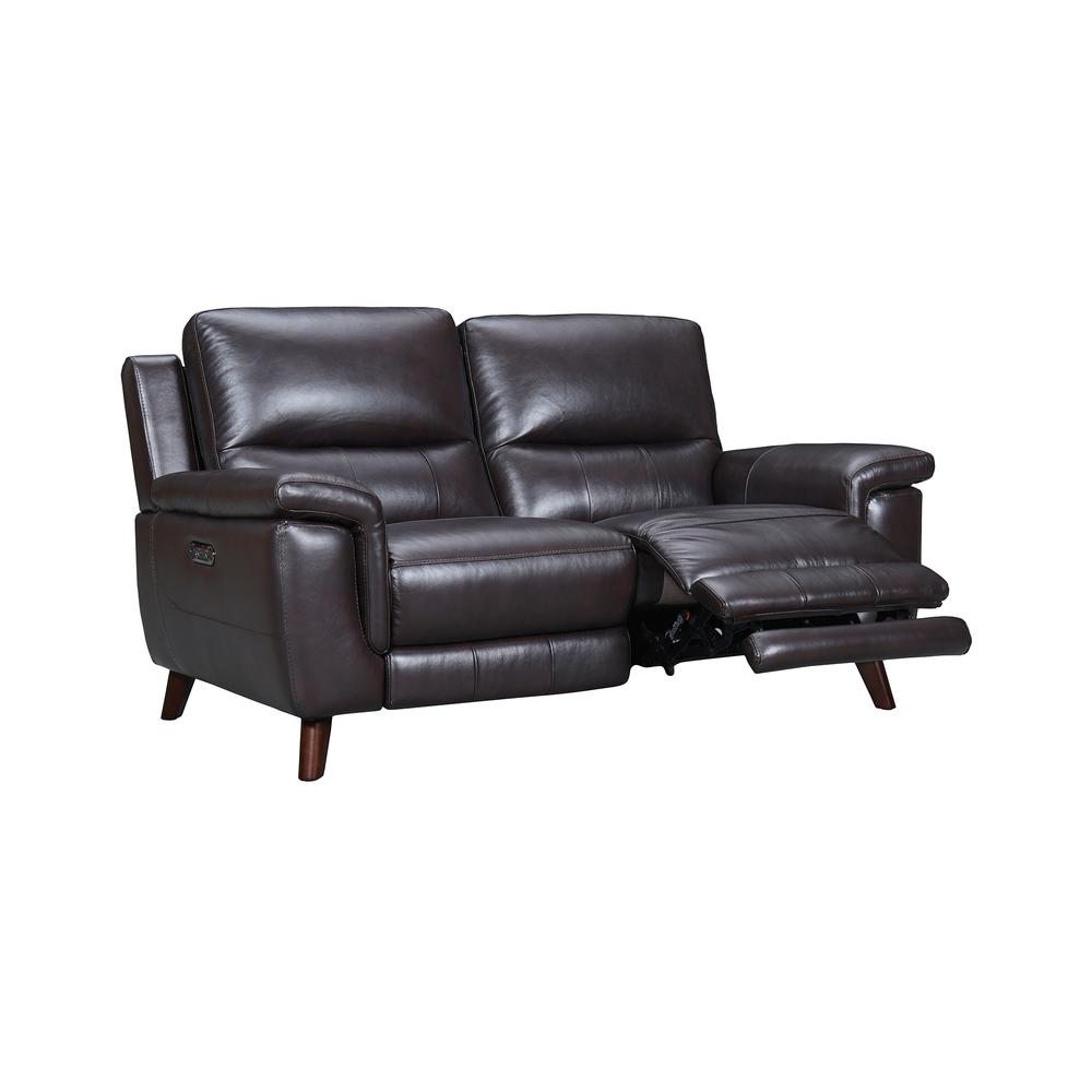 Lizette 65" Brown Leather Power Recliner Loveseat with USB. Picture 2