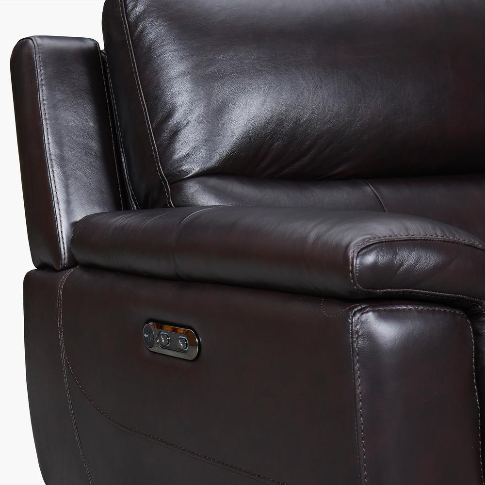Lizette 65" Brown Leather Power Recliner Loveseat with USB. Picture 7