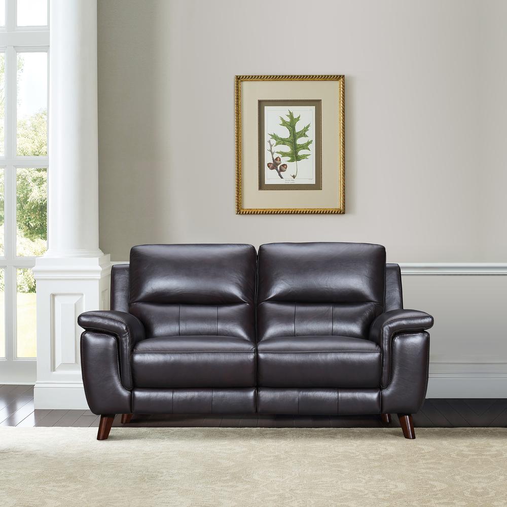 Lizette 65" Brown Leather Power Recliner Loveseat with USB. Picture 10