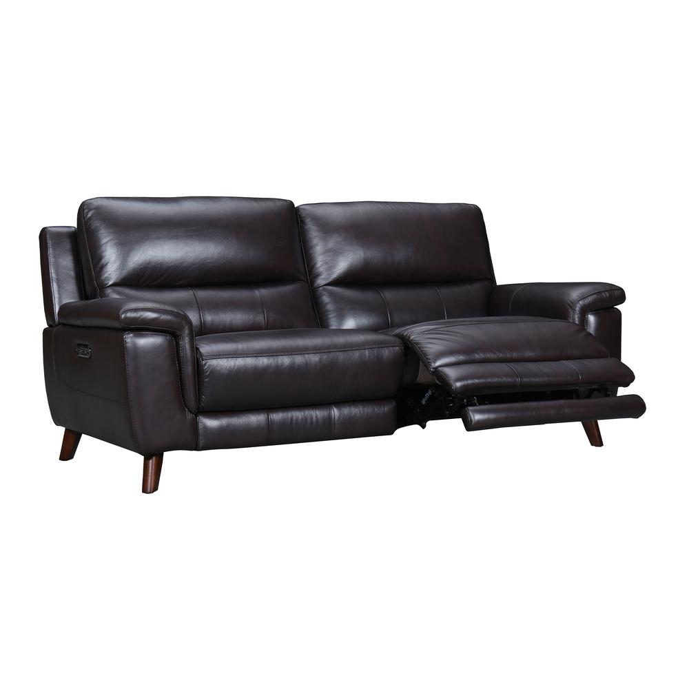 Lizette 78" Brown Leather Power Recliner Sofa with USB. Picture 2