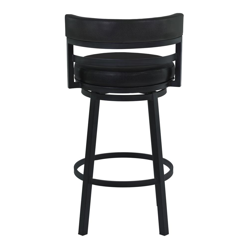 Madrid 30" Bar Height Metal Swivel Barstool in Ford Black Pu and Black Finish. Picture 3