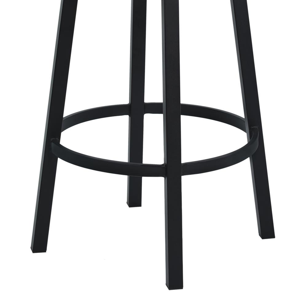 Madrid 30" Bar Height Metal Swivel Barstool in Ford Black Pu and Black Finish. Picture 5