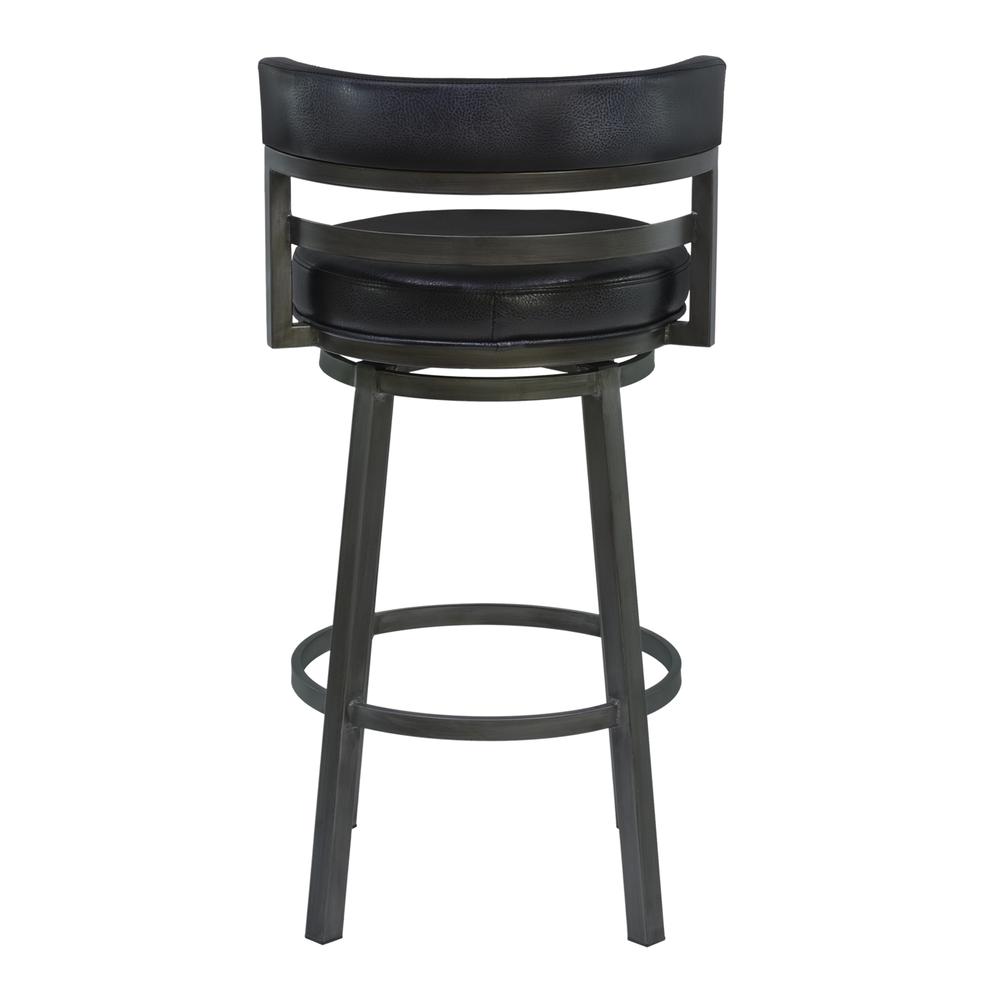 30" Bar Height Metal Swivel Barstool in Ford Black Pu and Mineral Finish. Picture 3