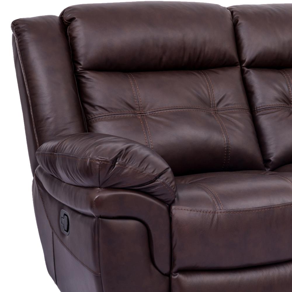 Marcel Manual Reclining Sofa in Dark Brown Leather. Picture 3