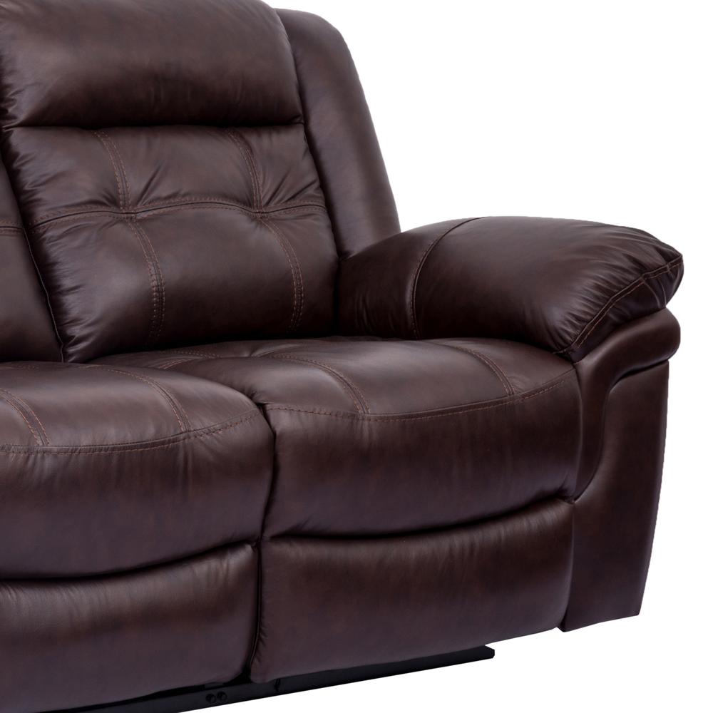 Marcel Manual Reclining Sofa in Dark Brown Leather. Picture 4