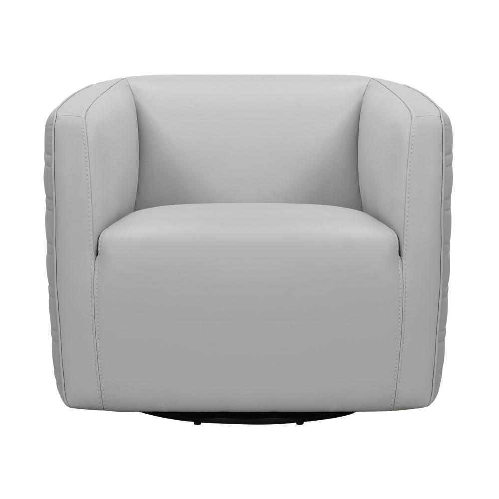 Melanie Swivel Leather Barrel Chair, Dove. Picture 1