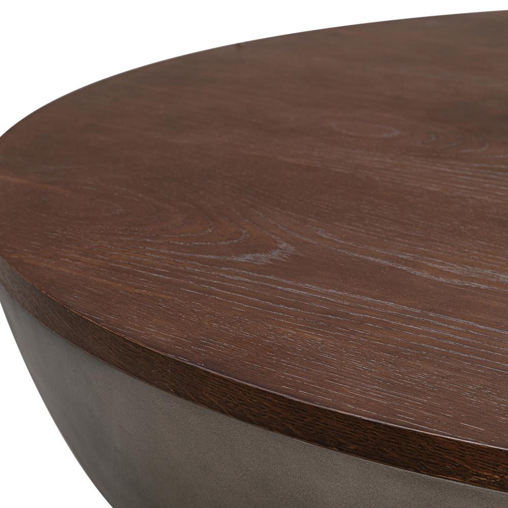 Melody Round Coffee Table in Concrete and Brown Brushed Oak. Picture 1