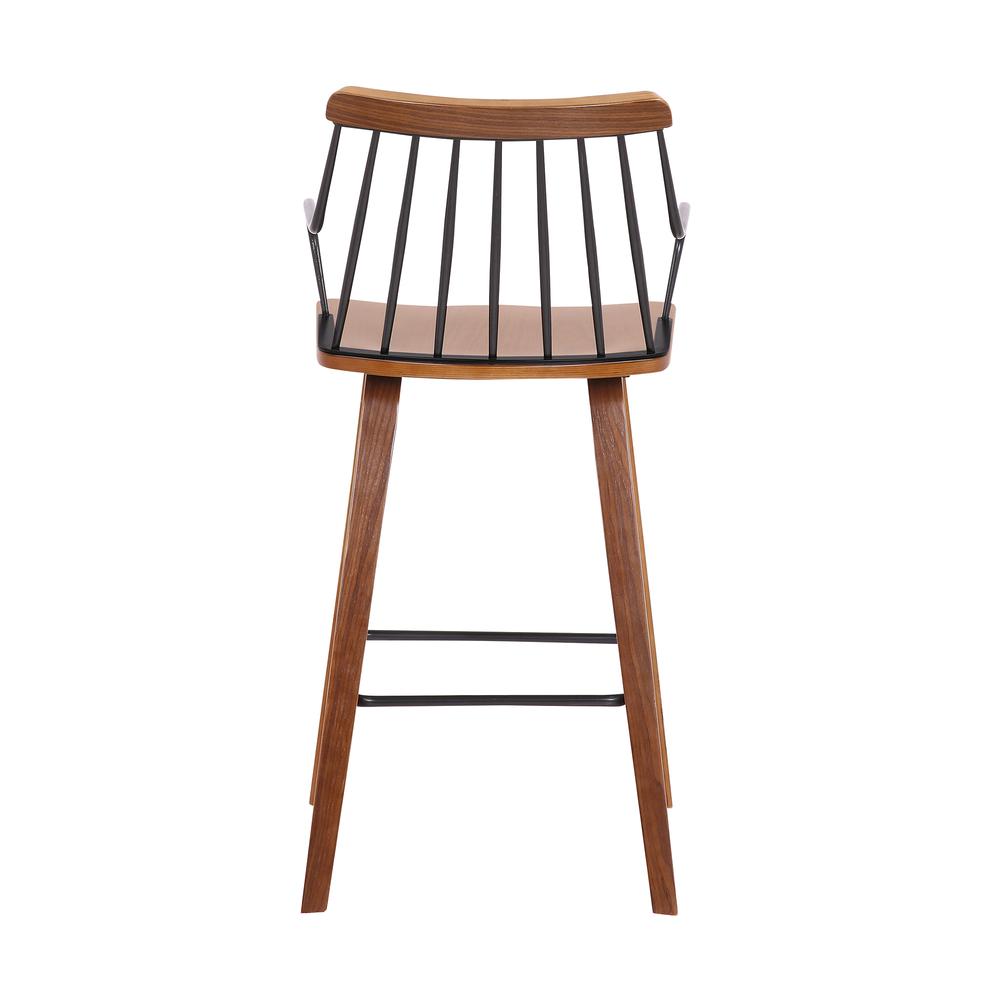Micah Walnut and Metal Modern 26" Counter Height Bar Stool, WALNUT. Picture 4