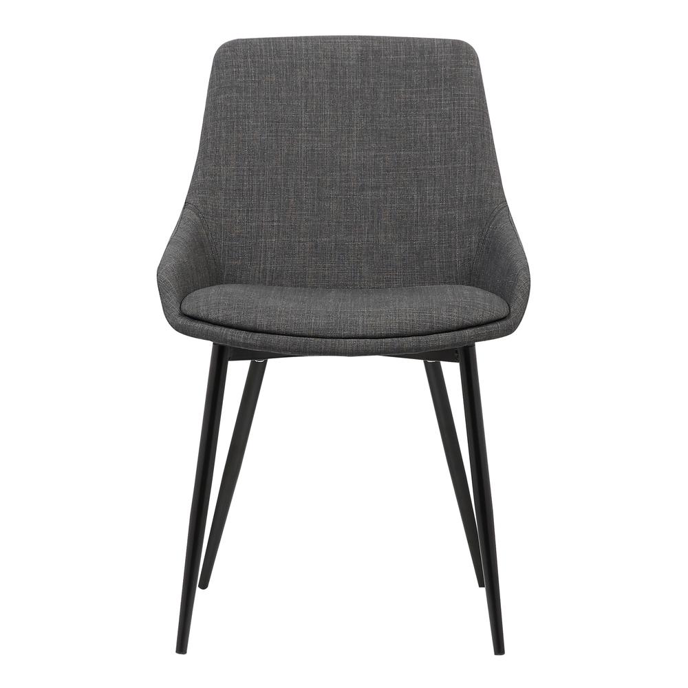 Contemporary Dining Chair in Charcoal Fabric with Black Powder Coated Metal Legs. Picture 2