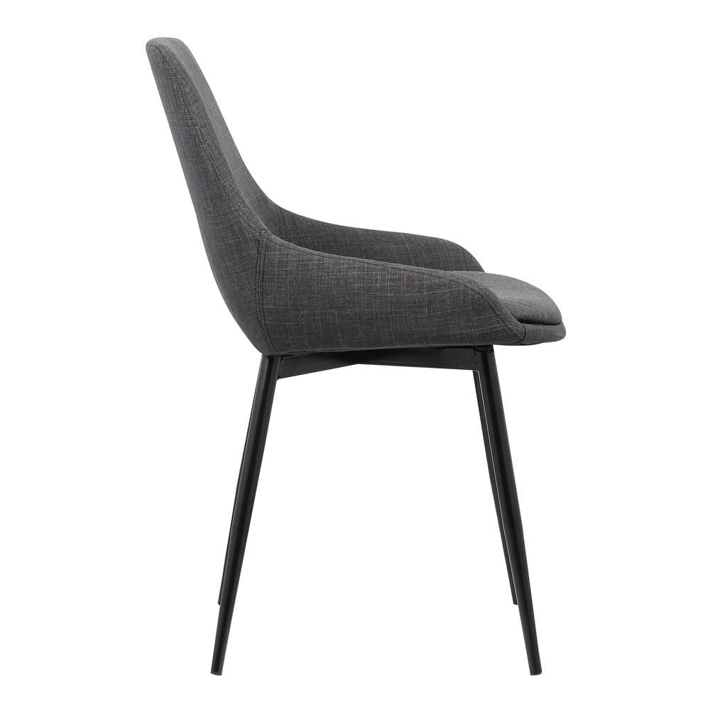 Contemporary Dining Chair in Charcoal Fabric with Black Powder Coated Metal Legs. Picture 3