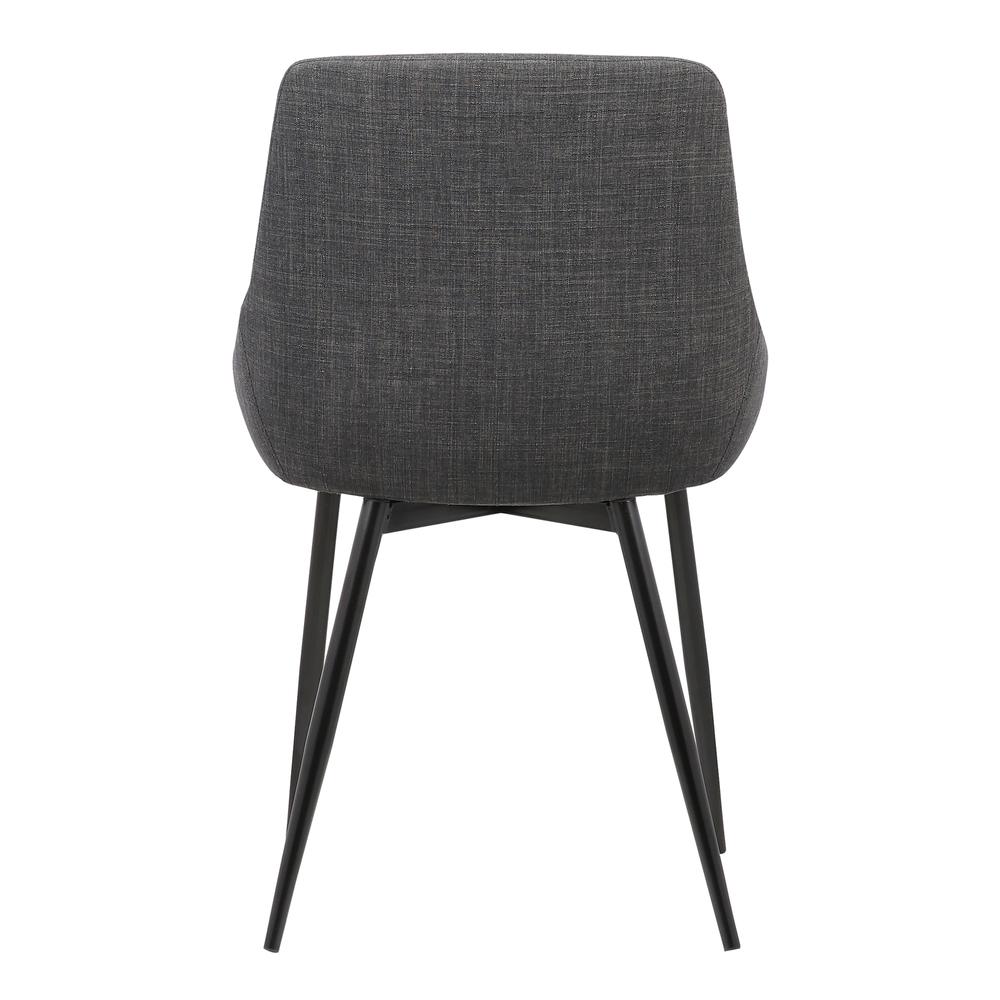 Contemporary Dining Chair in Charcoal Fabric with Black Powder Coated Metal Legs. Picture 4
