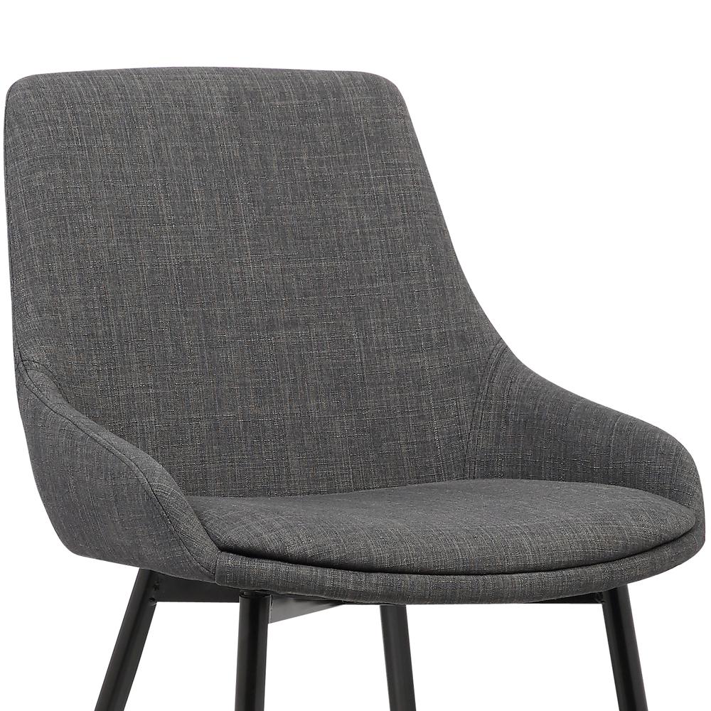 Contemporary Dining Chair in Charcoal Fabric with Black Powder Coated Metal Legs. Picture 5
