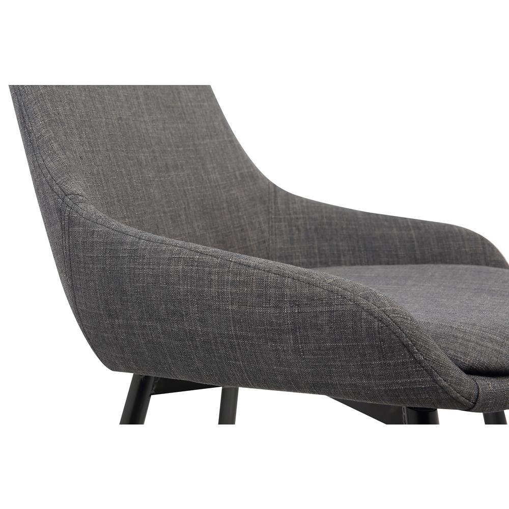 Contemporary Dining Chair in Charcoal Fabric with Black Powder Coated Metal Legs. Picture 6