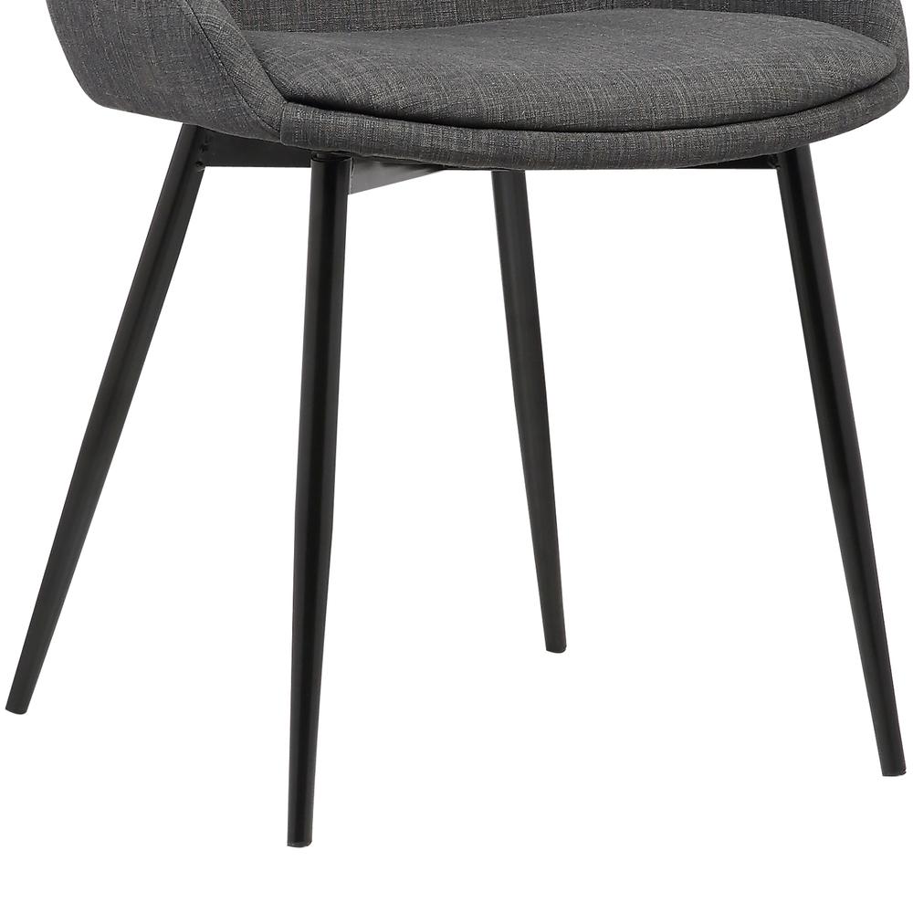 Contemporary Dining Chair in Charcoal Fabric with Black Powder Coated Metal Legs. Picture 7