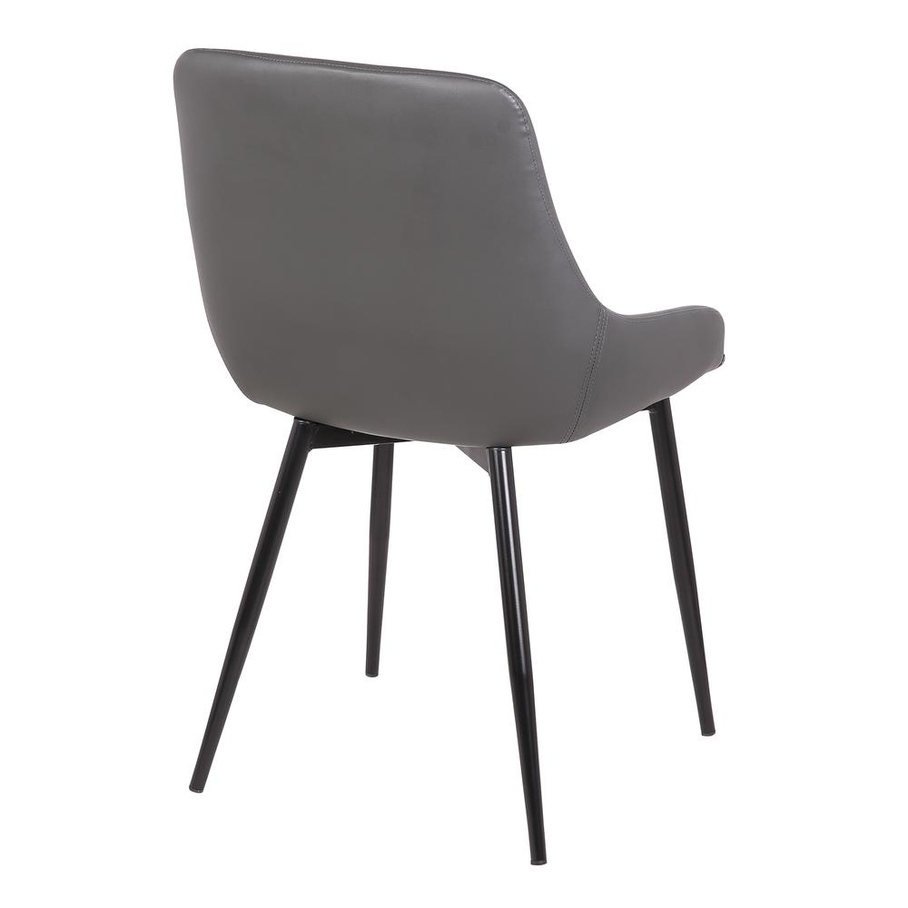 Contemporary Dining Chair in Gray Faux Leather with Black Powder Coated Metal Legs. Picture 3