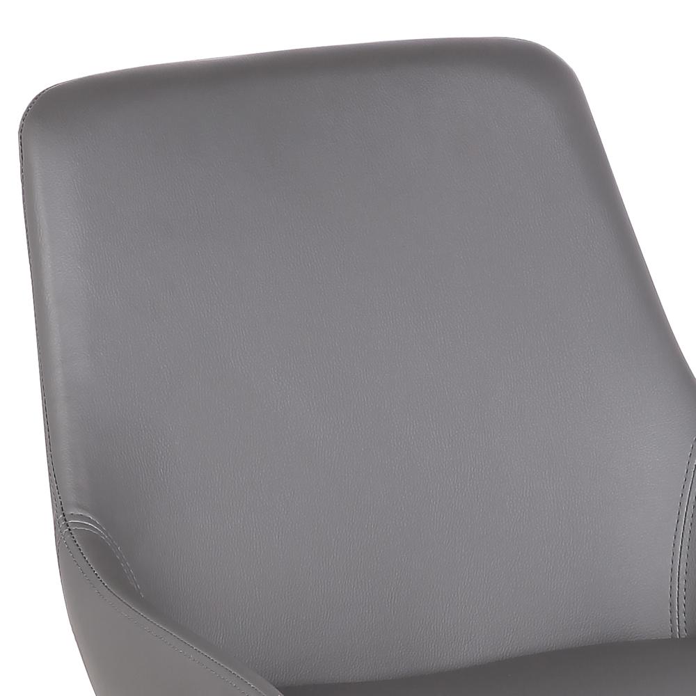 Contemporary Dining Chair in Gray Faux Leather with Black Powder Coated Metal Legs. Picture 4