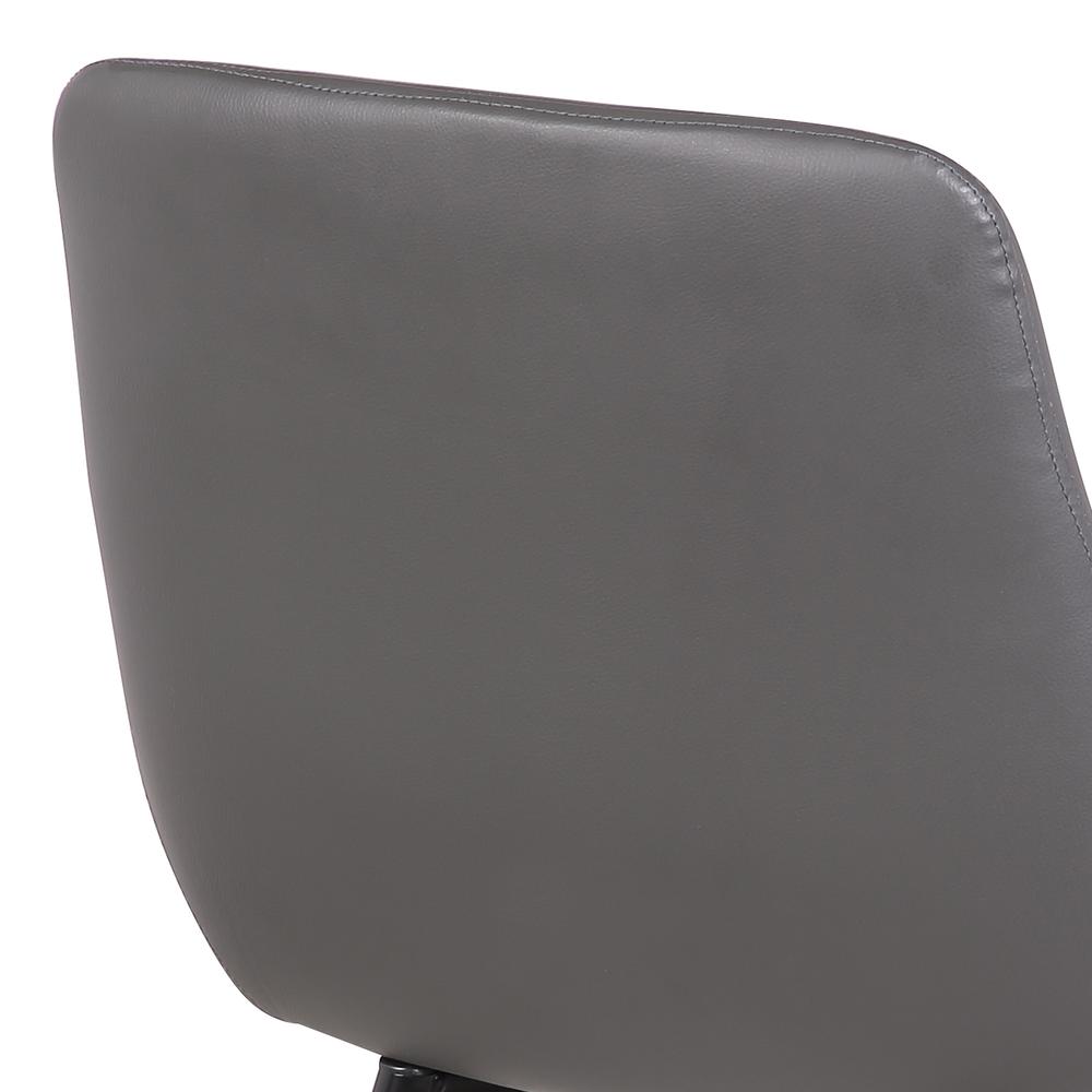 Contemporary Dining Chair in Gray Faux Leather with Black Powder Coated Metal Legs. Picture 5