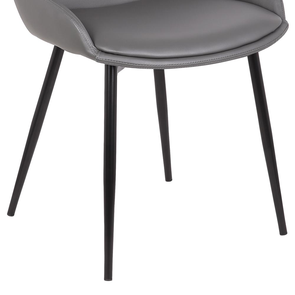 Contemporary Dining Chair in Gray Faux Leather with Black Powder Coated Metal Legs. Picture 6