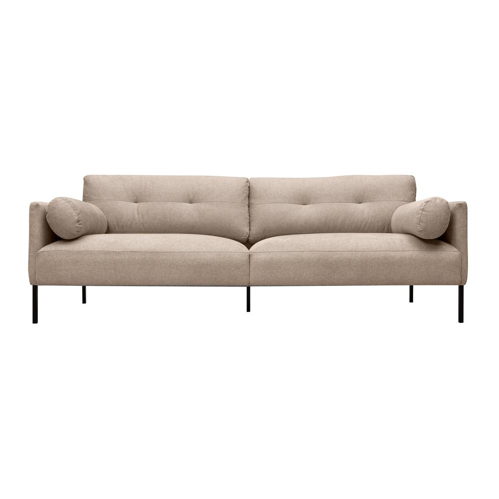 Michalina 84" Beige Fabric Sofa with Black Metal Legs. Picture 1