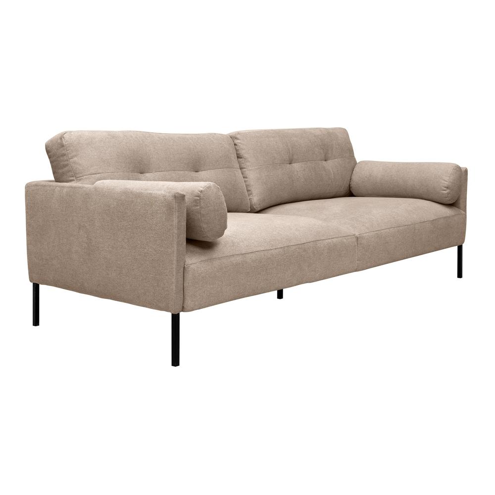 Michalina 84" Beige Fabric Sofa with Black Metal Legs. Picture 2