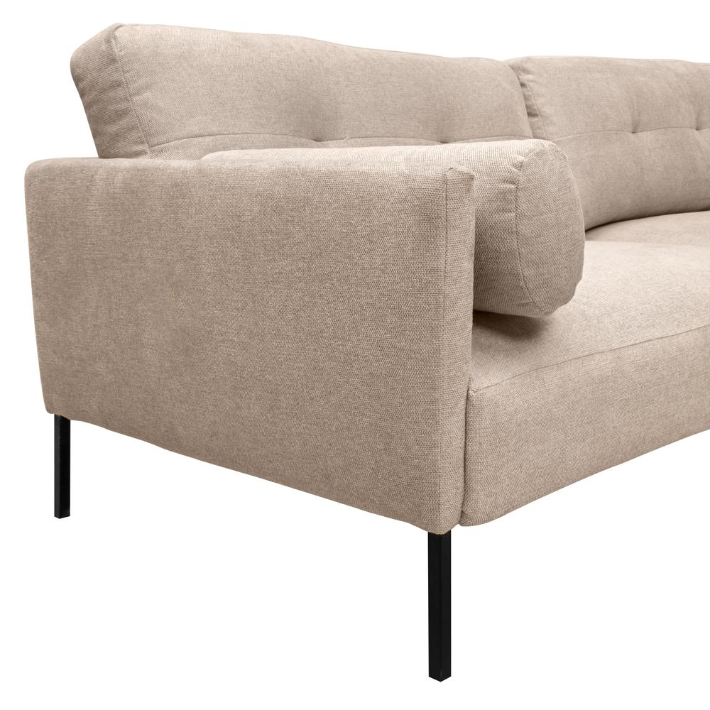 Michalina 84" Beige Fabric Sofa with Black Metal Legs. Picture 6