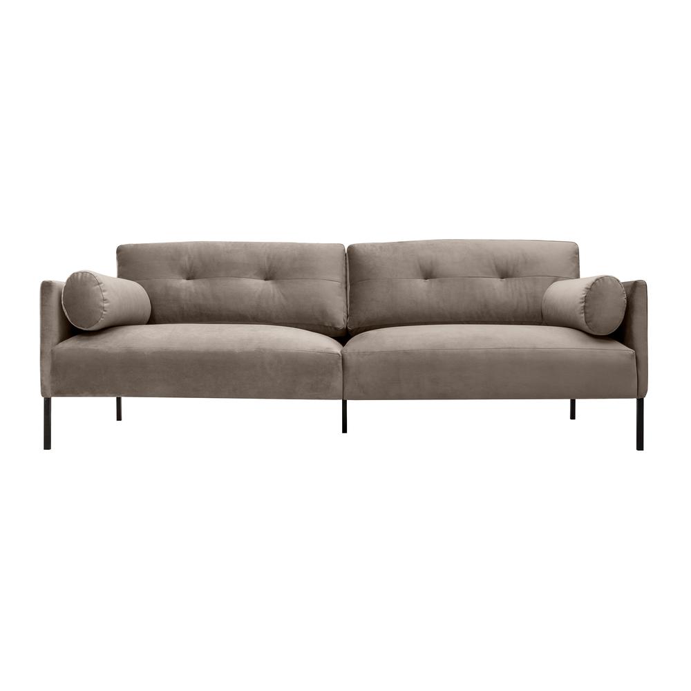 Michalina 84" Fossil Gray Velvet Sofa with Black Metal Legs. Picture 1
