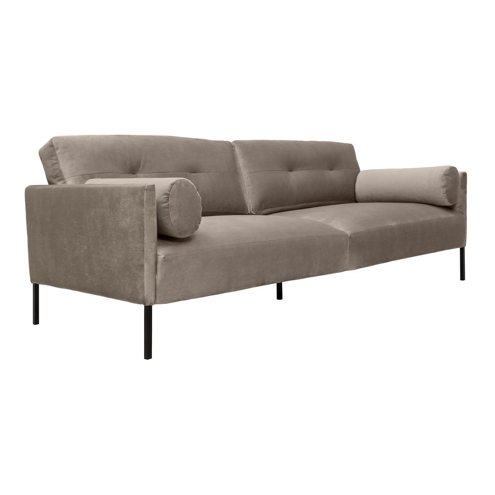 Michalina 84" Fossil Gray Velvet Sofa with Black Metal Legs. Picture 2