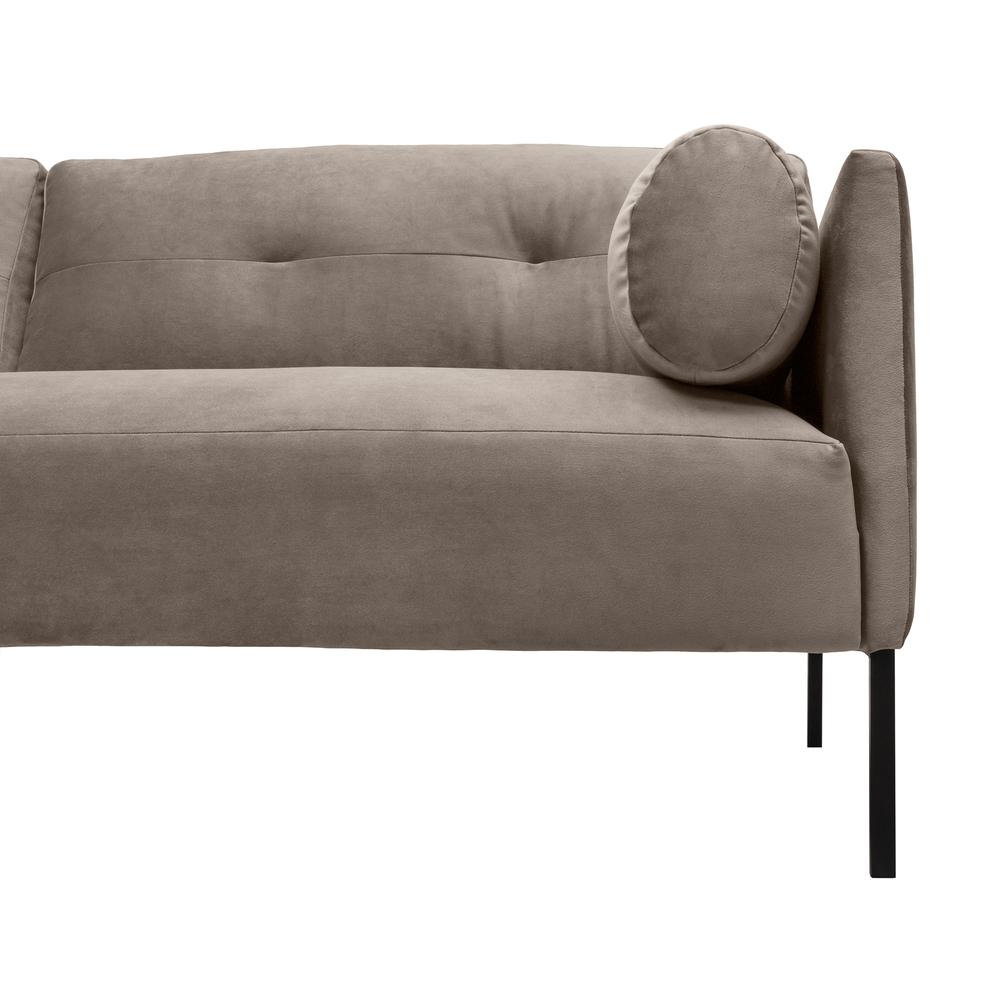 Michalina 84" Fossil Gray Velvet Sofa with Black Metal Legs. Picture 5