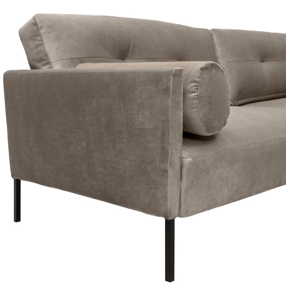 Michalina 84" Fossil Gray Velvet Sofa with Black Metal Legs. Picture 6