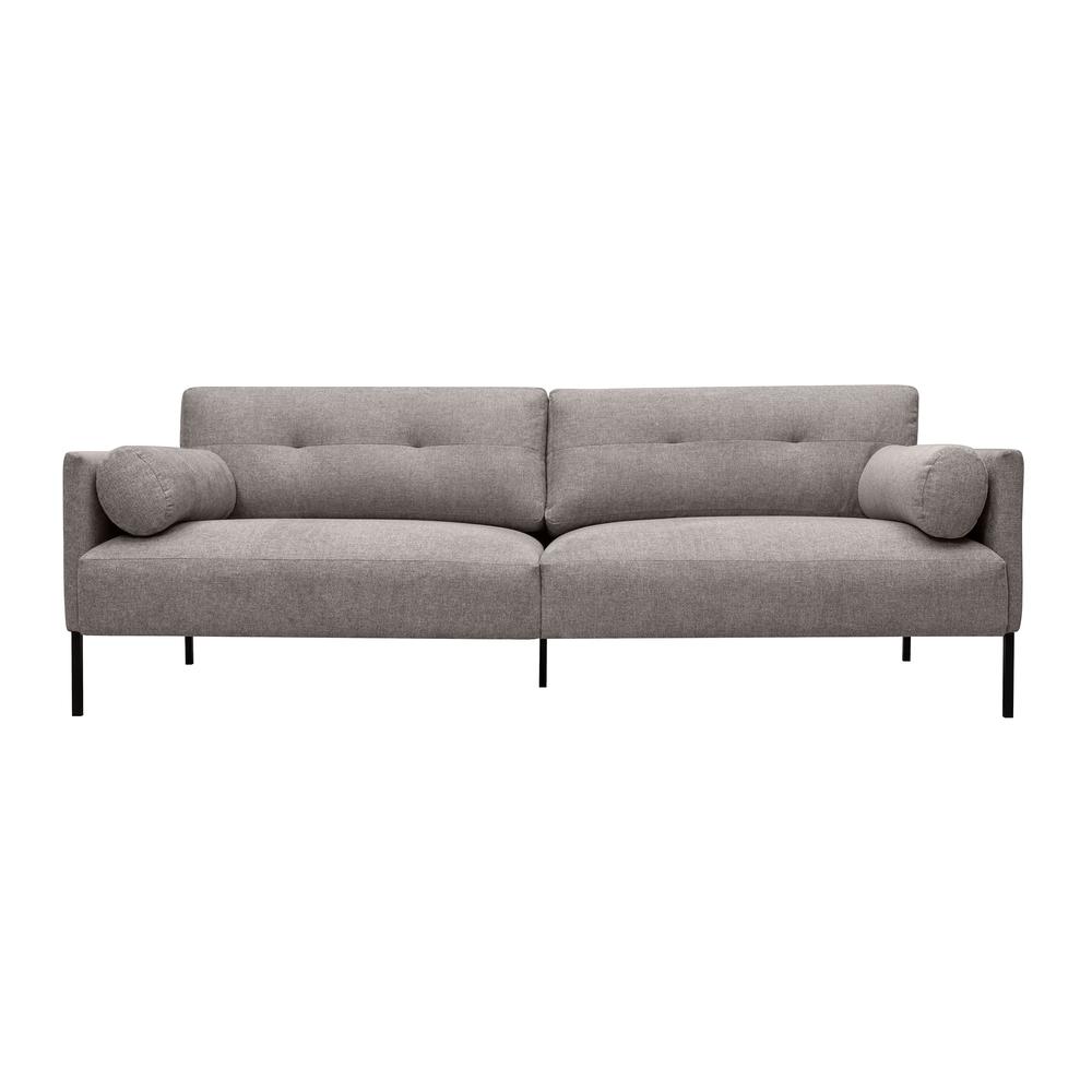 Michalina 84" Gray Fabric Sofa with Black Metal Legs. Picture 1
