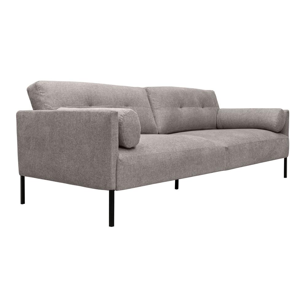 Michalina 84" Gray Fabric Sofa with Black Metal Legs. Picture 2