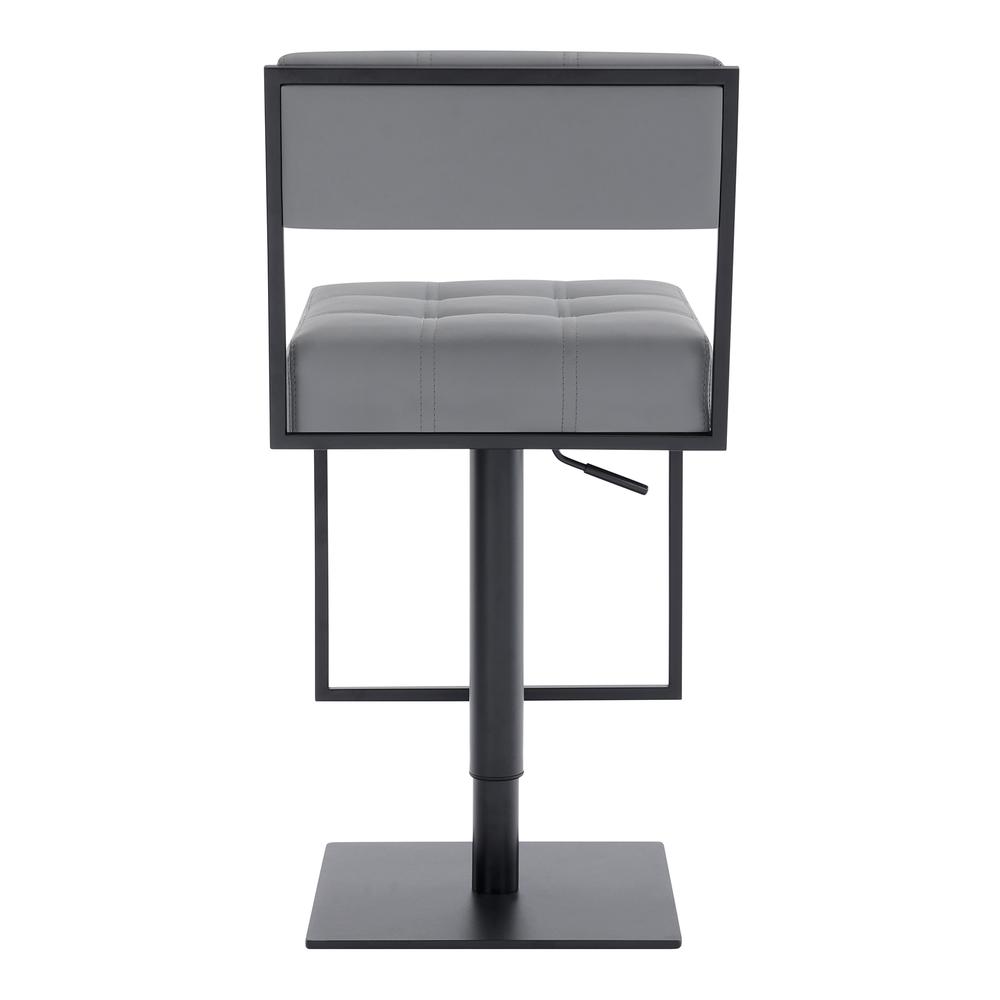 Contemporary Swivel Barstool - Matte Black Finish, Grey Faux Leather. Picture 3