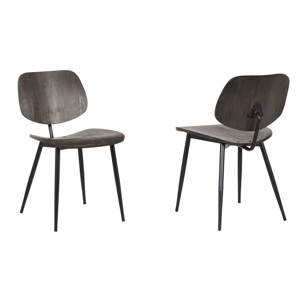 Mid-Century Black Wood- Dining Accent Chairs (Set of 2). Picture 1