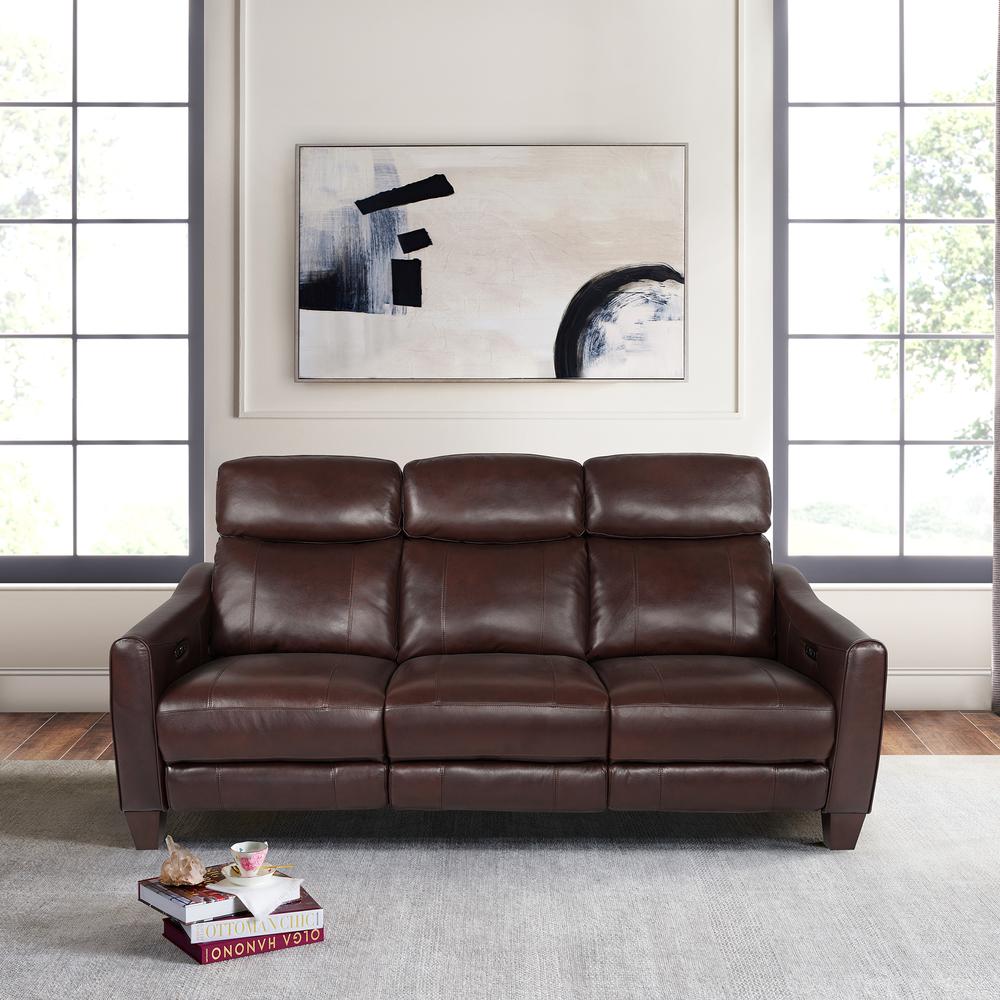 Milos 83" Zero Gravity Power Reclining Sofa in Chocolate Leather. Picture 14