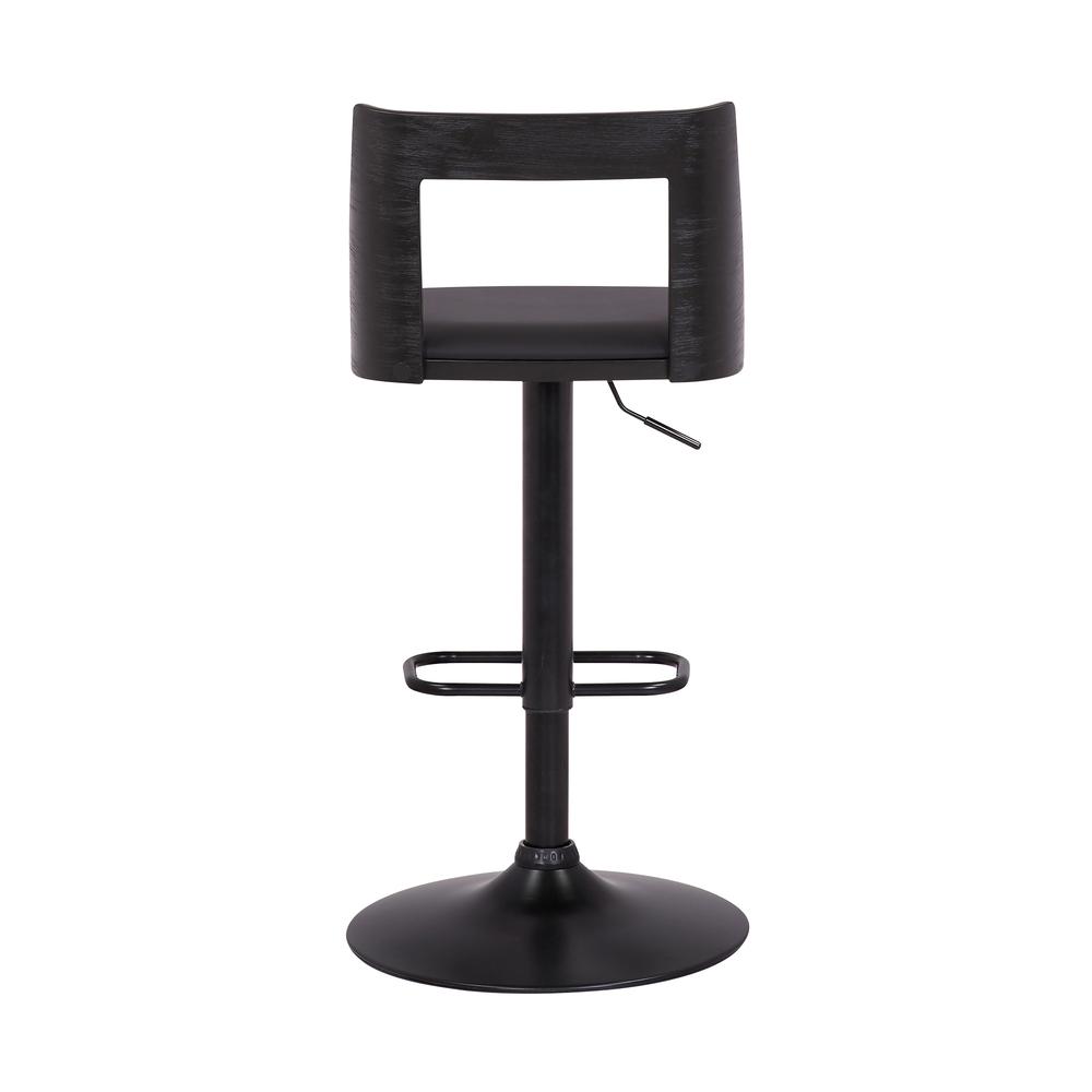 Milan Adjustable Swivel Black Faux Leather and Black Wood Bar Stool with Black Base. Picture 5