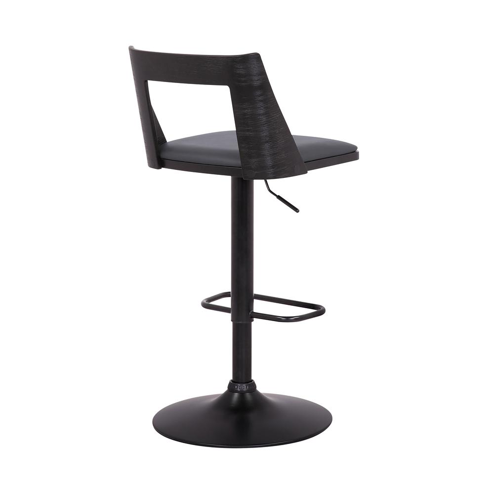 Milan Adjustable Swivel Grey Faux Leather and Black Wood Bar Stool with Black Base. Picture 4