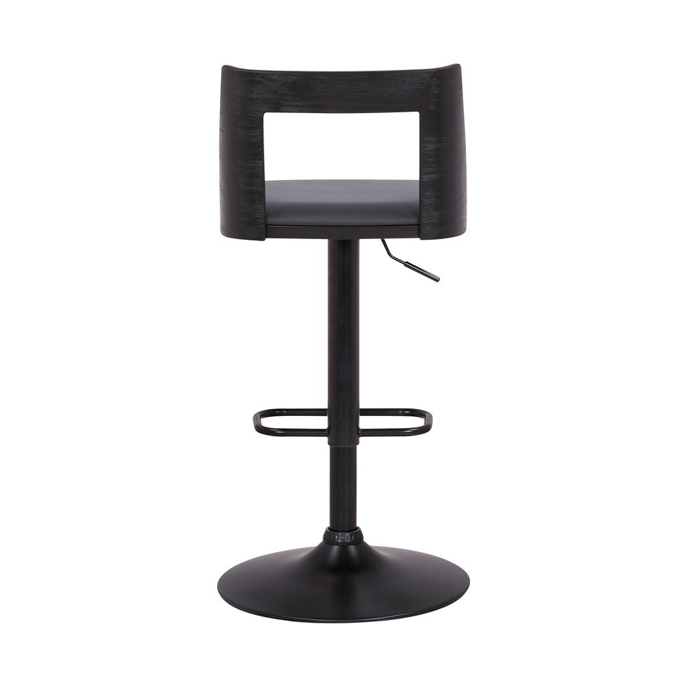 Milan Adjustable Swivel Grey Faux Leather and Black Wood Bar Stool with Black Base. Picture 5
