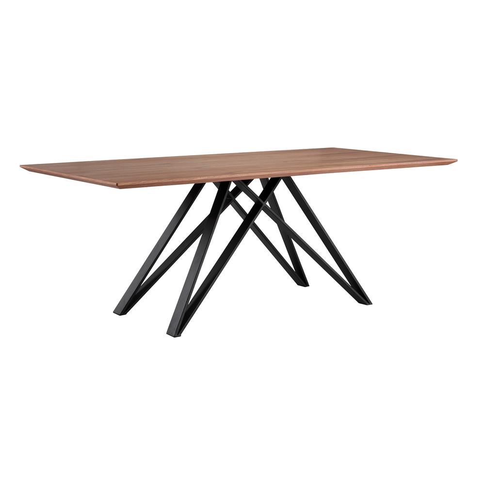 Modena Contemporary Dining Table in Matte Black Finish and Walnut Wood Top. Picture 1